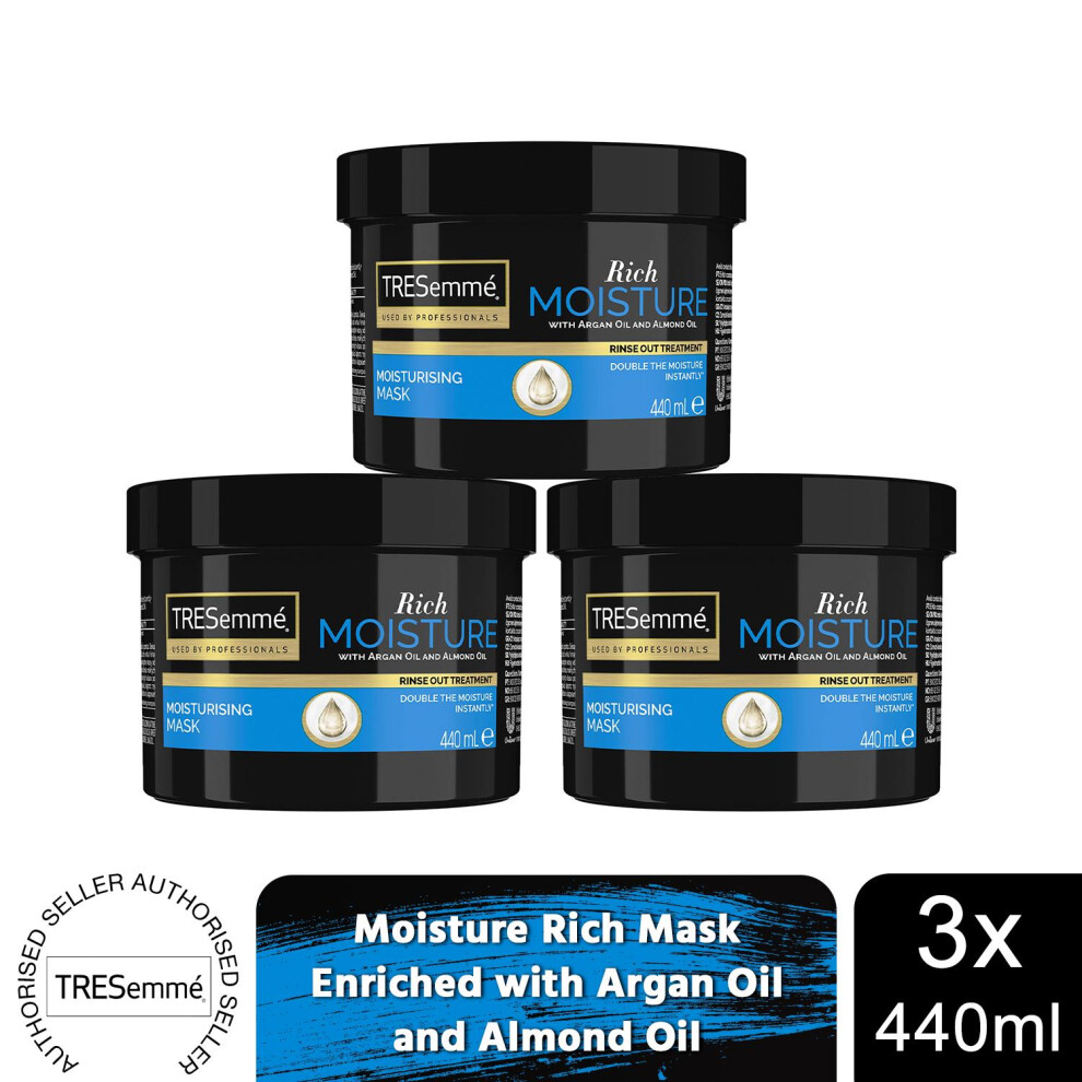 Tresemme Moisture Rich Mask Enriched With Argan Oil, 3x Of 440ml