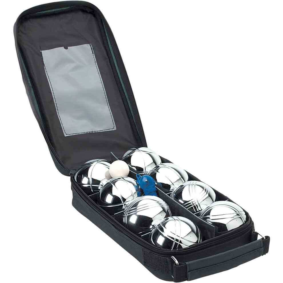 MantaRaj Pack Of 8 Boules Petanque Bowls Set Chrome Plated French Boules Set With Carry Case PÃ©tanque Jack for Everyone Outdoor Fun