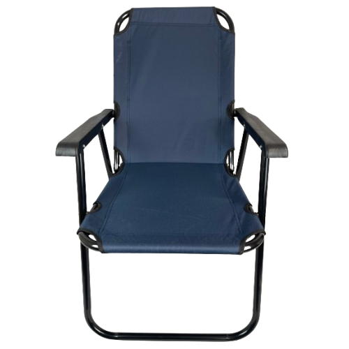 (Navy, 2 Chairs) Hampton&Stewart Folding Camping Deck High Back Chair