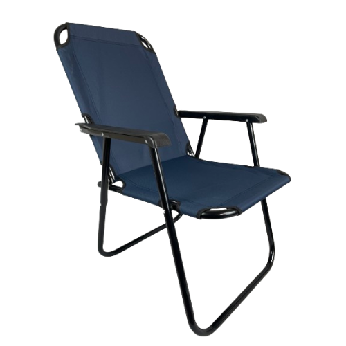 (Navy, 2 Chairs) Hampton&Stewart Folding Camping Deck High Back Chair 2