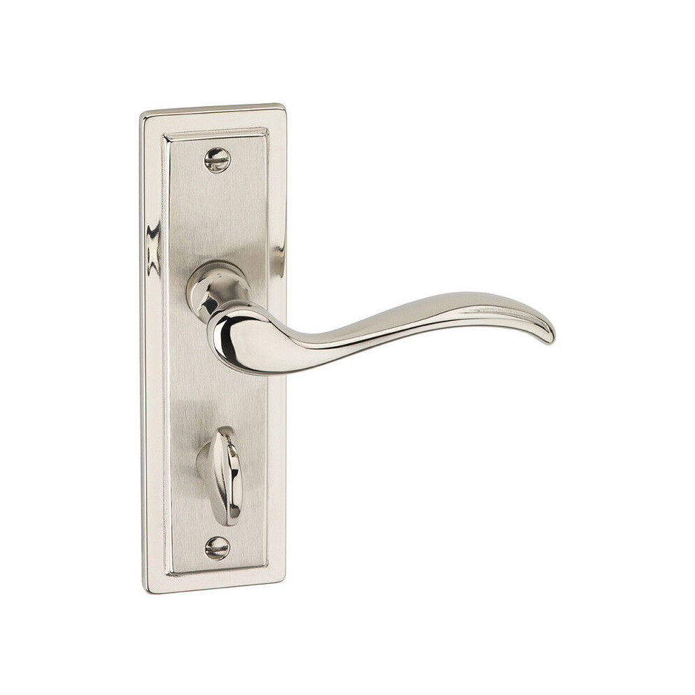 (Satin Nickel Bathroom) Metal Lever Latch Door Handles Set Round Rose 5063536038799