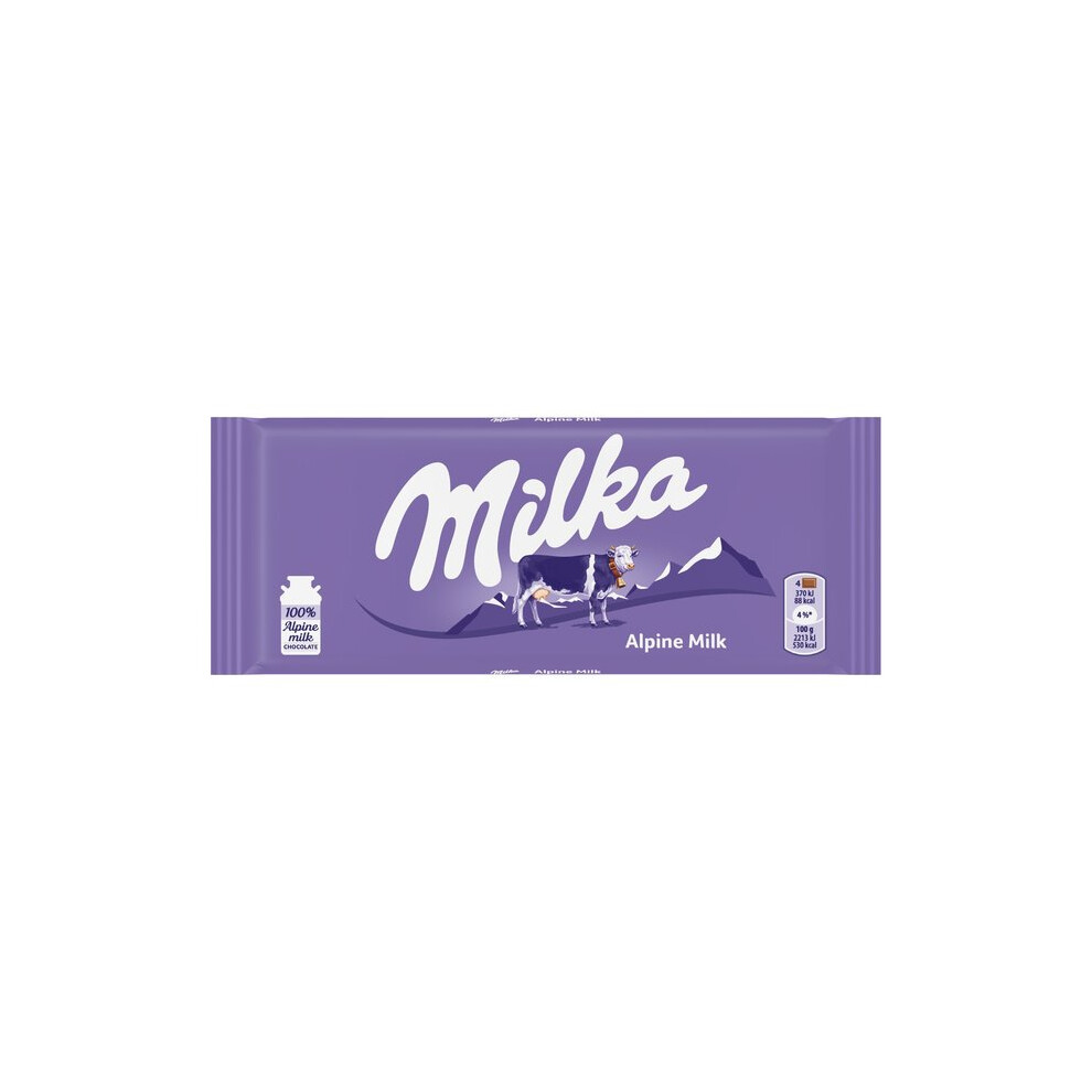 (Pack of 10) Milka Alpine Milk Chocolate Bar 100g Delicious Bar