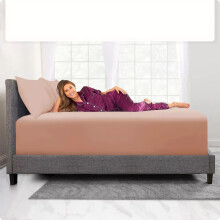 (Peach, King: 152 x 200 CM) Xtra Deep 40CM Fitted Bed Sheet & Pillowcases Pair