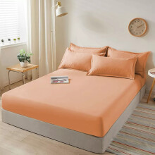 (Peach, Double: 137 x 190 CM) Xtra Deep 40CM Fitted Bed Sheet & Pillowcases Pair