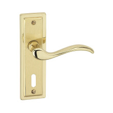 (Polished Brass Keyhole) Metal Lever Latch Door Handles Set Round Rose
