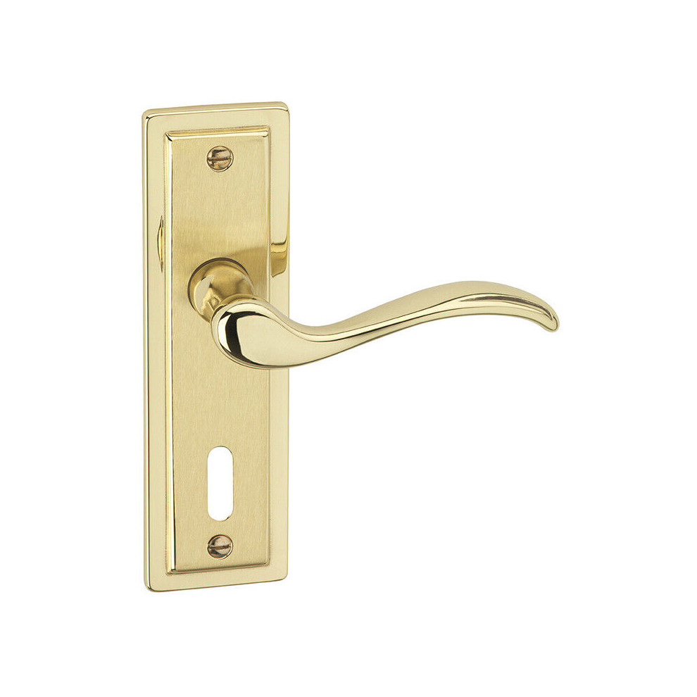 (Polished Brass Keyhole) Metal Lever Latch Door Handles Set Round Rose