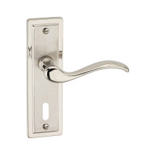 (Satin Nickel Keyhole) Metal Lever Latch Door Handles Set Round Rose