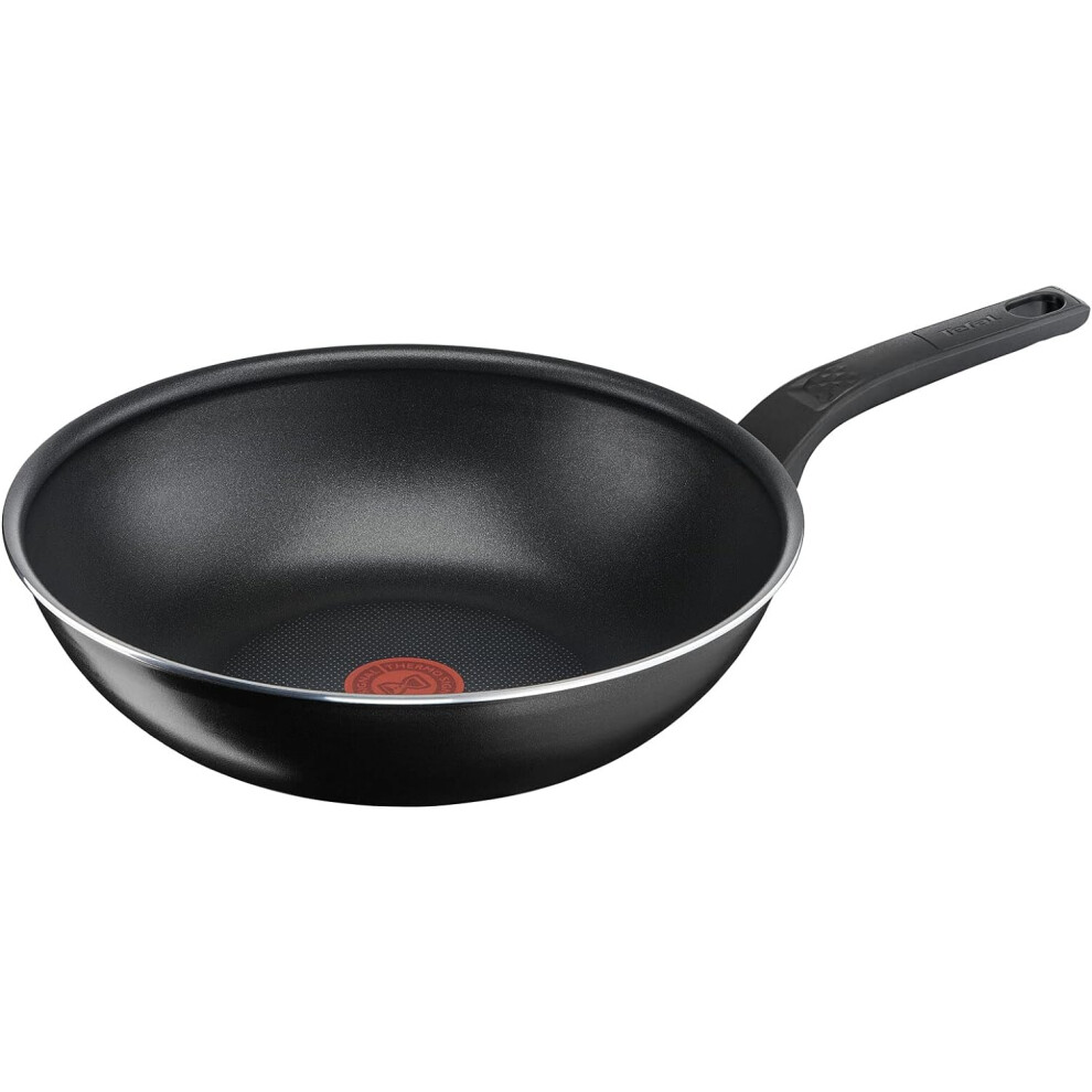 Tefal B55519 Easy CookClean Wok Pan 28cm Non-Stick Coating Thermal Signal Blacke