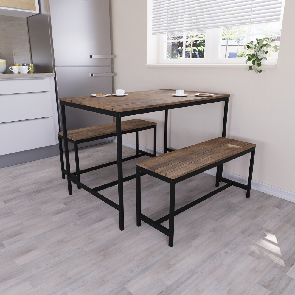 Photos - Dining Table  Roslyn 4 Seat Home  & Stool Bench Set Brown 3331898(Dark Wood)