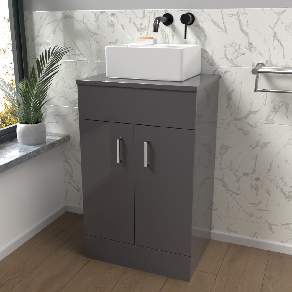 Nes Home 500mm Anthracite Vanity Unit With Countertop & Rectangle Basin-image-OPC-PDXZCHT-NEW