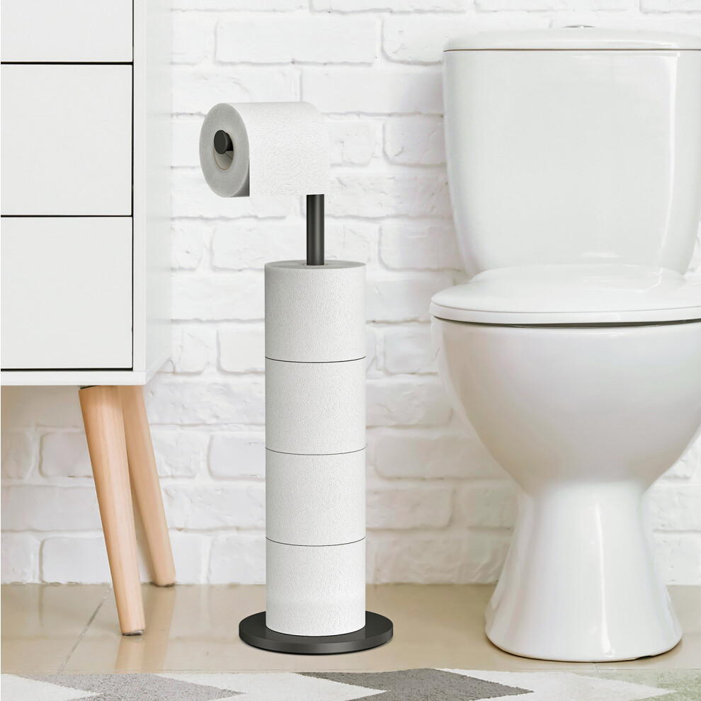 (Black) Vinsani Freestanding Toilet Roll Holder Stand-image-OPC-PDXZCSS-NEW