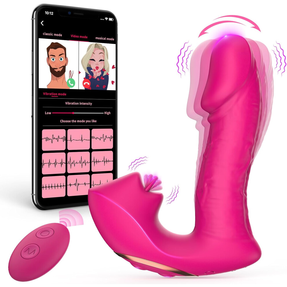 Remote Control G Spot Vibrator 2 in 1 Couples with 7 Tongue Licking