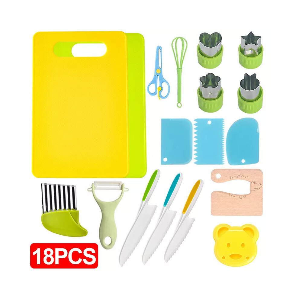 18pcs Toddler Safe Knives Set Kitchen Tools Veggies Cooking Sets Educational