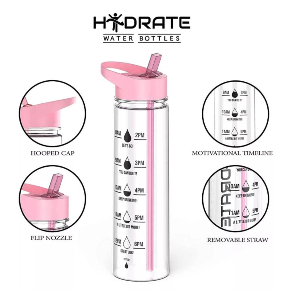 HYDRATE Water Bottles Motivational premium 900ml water bottles