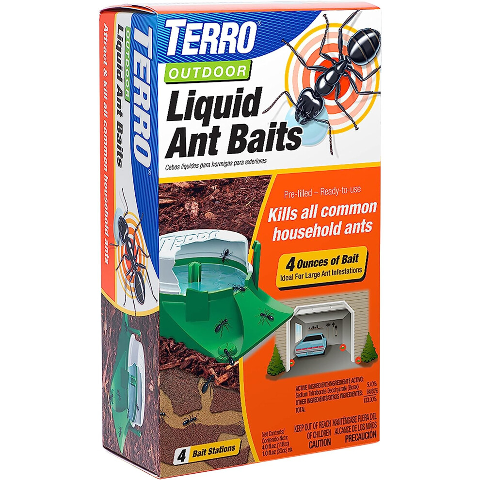 ERRO T1804-6 Outdoor Ready-to-Use Liquid Ant Bait Killer and Trap - Kills Common Household Ants - 4 Bait Stations