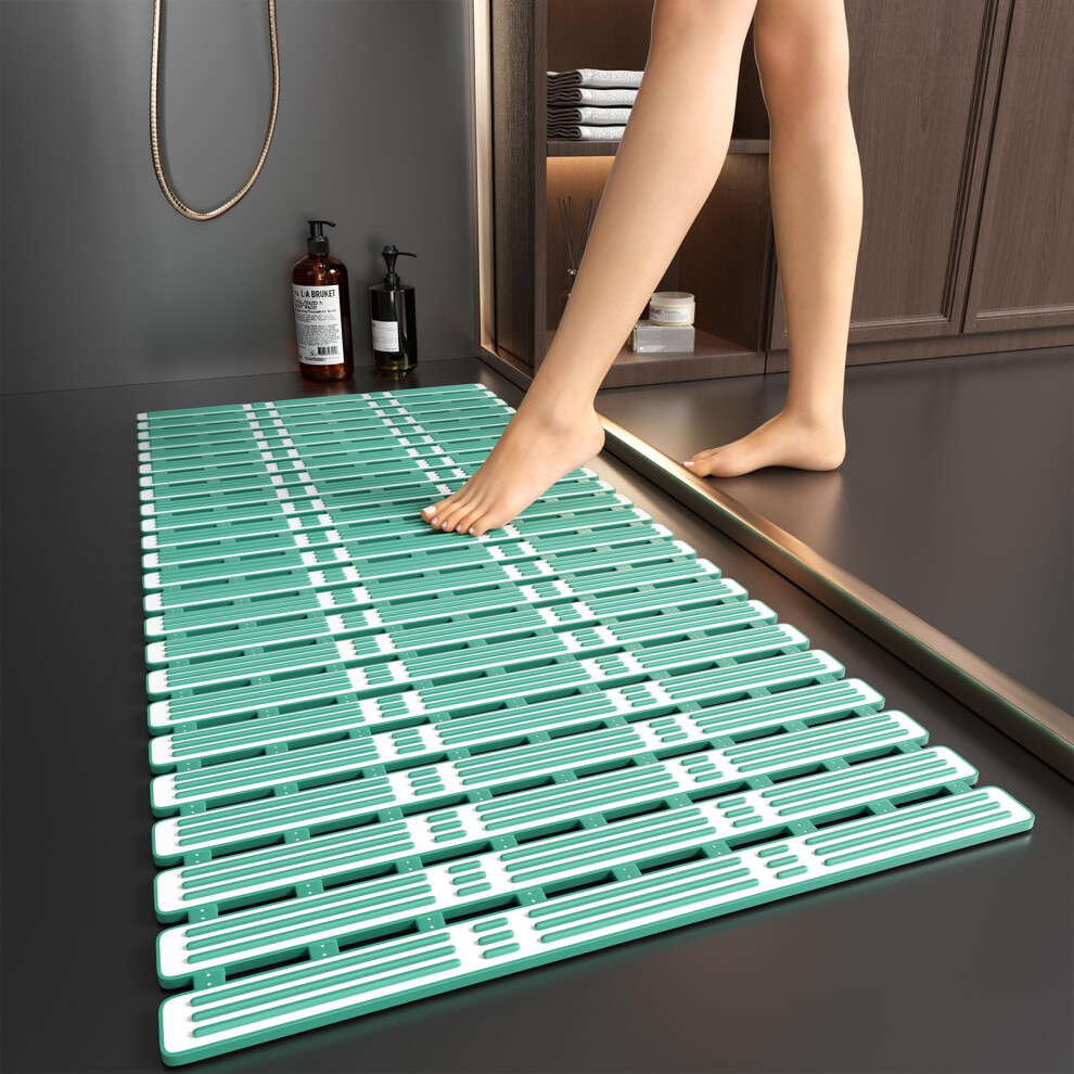 Bath Mat Non Slip Anti Mould 90x40cm Extra Long Bathtub Mats Non Slip Shower Mats for Inside Shower Rubber Shower Anti Slip Mat with Suction Cups
