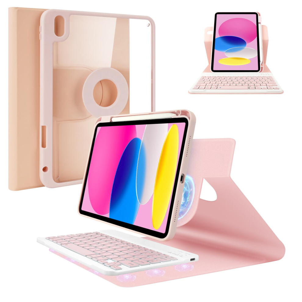 New iPad 10th Generation Case with Keyboard (10.9", 2022), UK layout Keyboard, Slim Case with Magnetically Rotatable Detachable Wireless Keyboard and