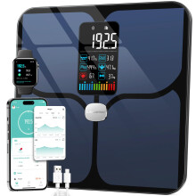 Body Fat Scale, ABLEGRID Digital Smart Bathroom Scale for Body Weight, Large LCD Display Screen, 16 Body Composition Metrics BMI, Water Weigh, Heart