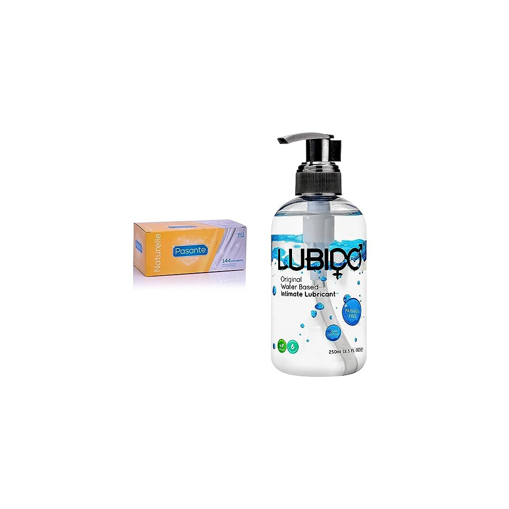 Naturelle Condoms - Pack of 144 & Lubido Original Water Based Paraben Free Intimate Gel Lube - 250ml