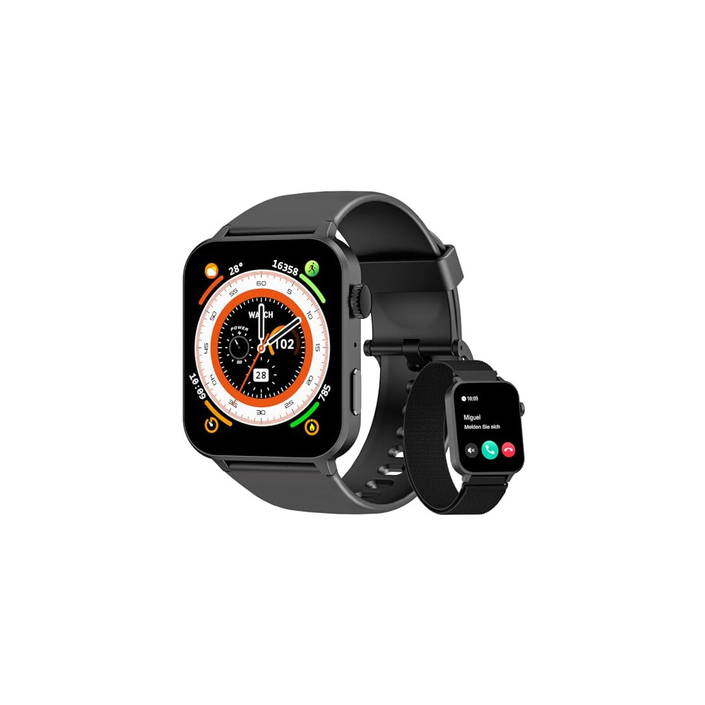 Smart Watch (Answer/Make Calls), Built-in AI Voice, 1.85" Fitness Watch with Heart Rate SpO2 Sleep Monitor, 100+ Sports Modes, Calorie Step Counter,