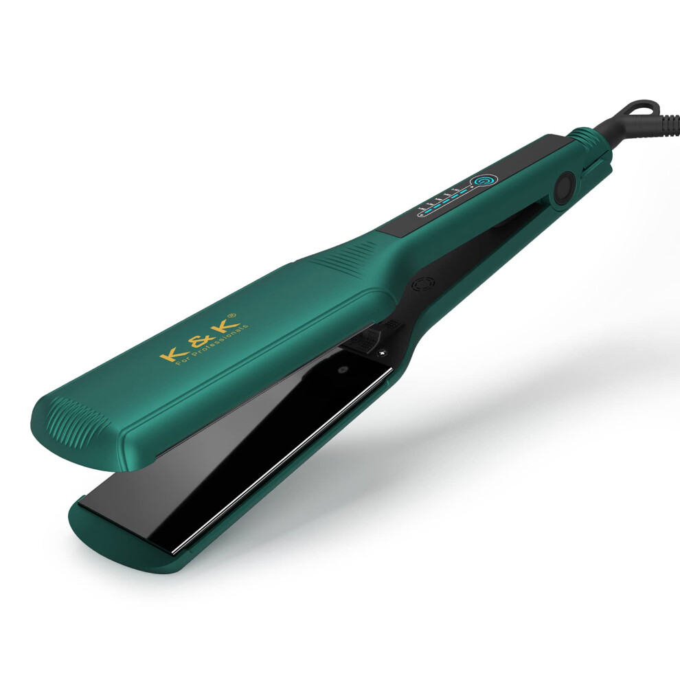 2.24 Inch Extra Wide Plate Hair Straighteners, Nano Ceramic Tourmaline Coating Plate, Titanium Smooth Flat Iron for Women Keratin Treatment, 5-Speed