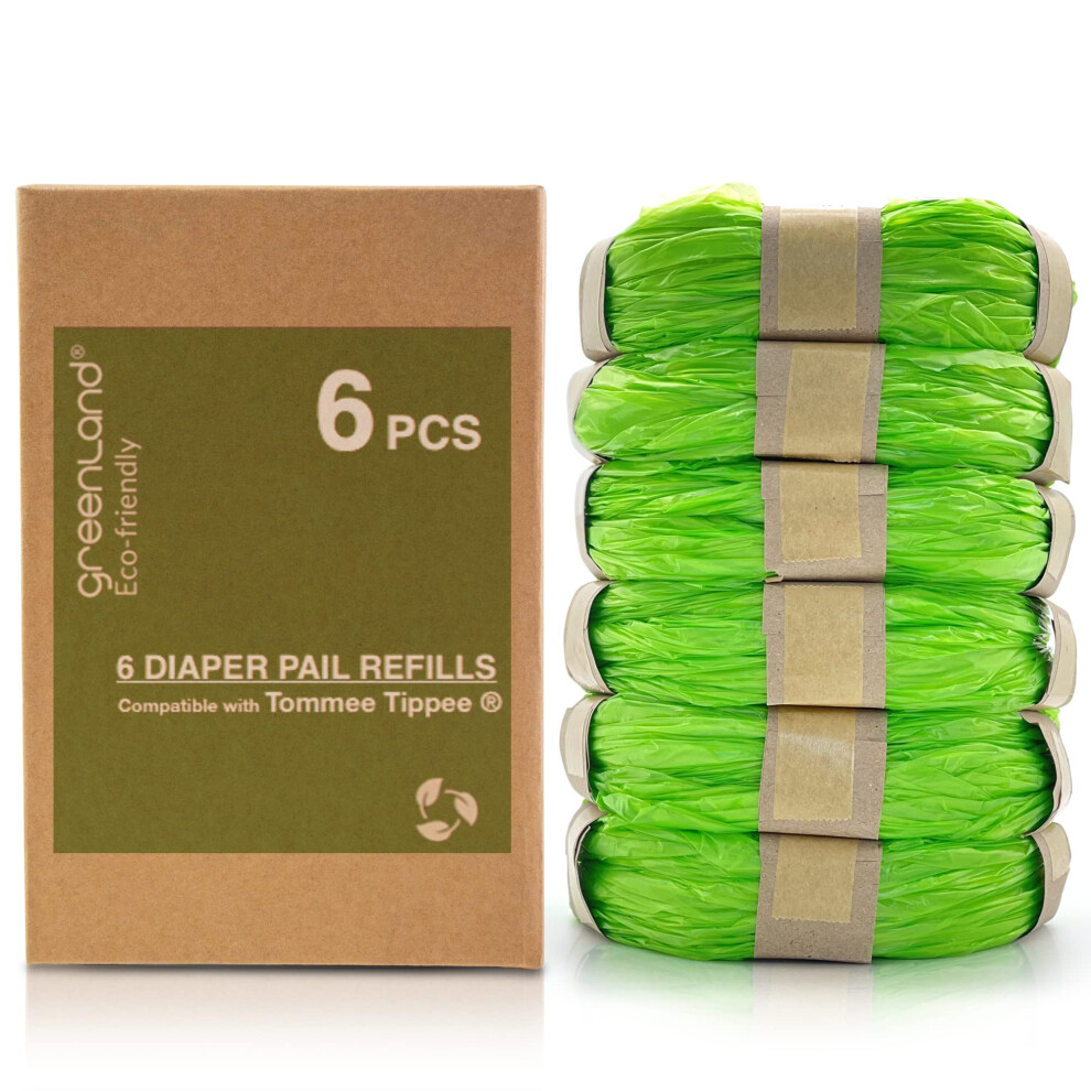 Greenland Eco-Friendly Refill Film Rings Compatible with Tommee Tippee Simplee Sangenic & Twist & Click (6-Pack)-image-OPC-PDXZNWT-NEW