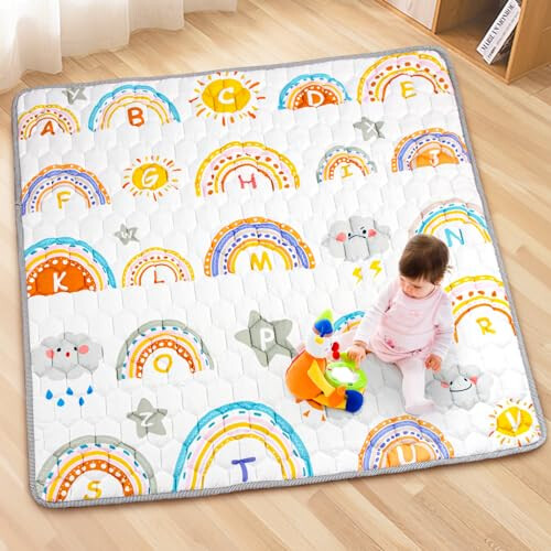 Baby Play Mat for Floor 127x127cm Foldable Kids Playmat Soft Non Slip Crawling Matt for Toddlers 1 2 3 Years on OnBuy