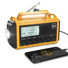Wind up Radio, DAB+/DAB/FM 5000mAh Solar Radio with LCD Display, Hand Crank Radio with USB Port, Rechargeable Radio for Outdoors, Emergency Radio