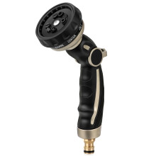 Garden Hose Pipe Spray Gun, Metal Jet Nozzle Sprayer Heavy Duty with 9 Patterns, High Pressure Water Sprayer with Thumb Flow Control, Ideal for