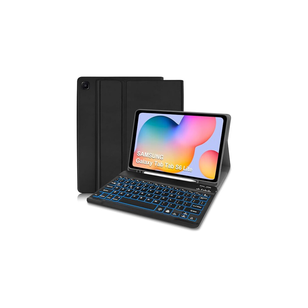 Samsung S6 Lite Tablet Case with Keyboard & Built-in S Pen Holder-Slim Smart S6 Lite Case with Bluetooth Keyboard for Samsung Galaxy Tab S6 Lite 10.4