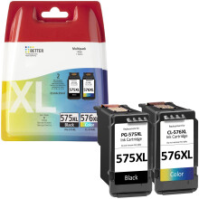 PG-575XL CL-576XL Remanufactured 575 576 Ink Cartridge Replacement for Canon 575 576 XL for PIXMA TS3550i TS3551i TR4750i TR4751i Printer (1 Black,1
