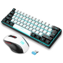2.4G Wireless Gaming Keyboard and Mouse Combo, Include Mini 60% Merchanical Feel RGB Backlit Keyboard, Ergonomic Vertical Feel Small Wireless