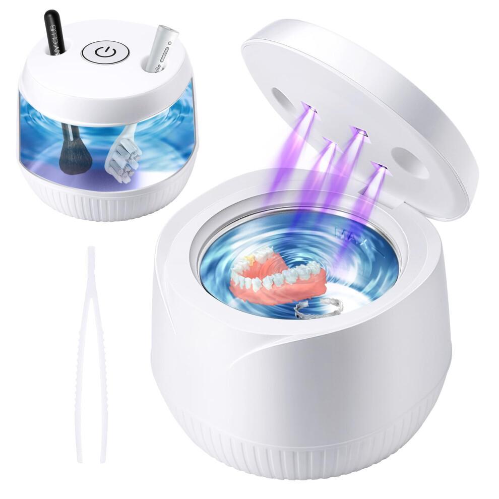 Ultrasonic Cleaner 200ML Ultrasonic Retainer Cleaner Machine for Dentures, Aligner, Retainer, Whitening Trays, Mouthguards 45kHz Portable Ultrasonic