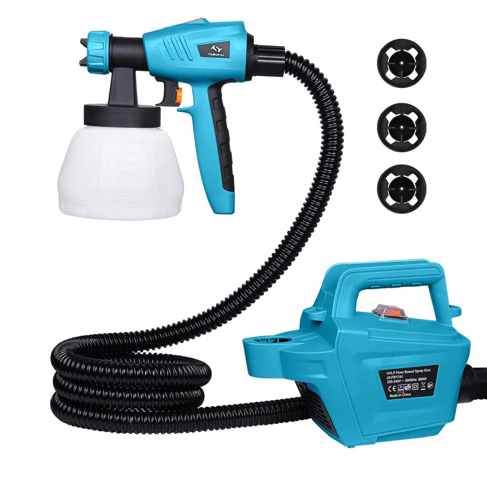 Fence Paint Sprayer 800W, Tilswall Pro Electric HVLP Paint Spray Gun with 3 Nozzle Sizes, 3 Spray Patterns, and 1300ML Detachable Container for Fences