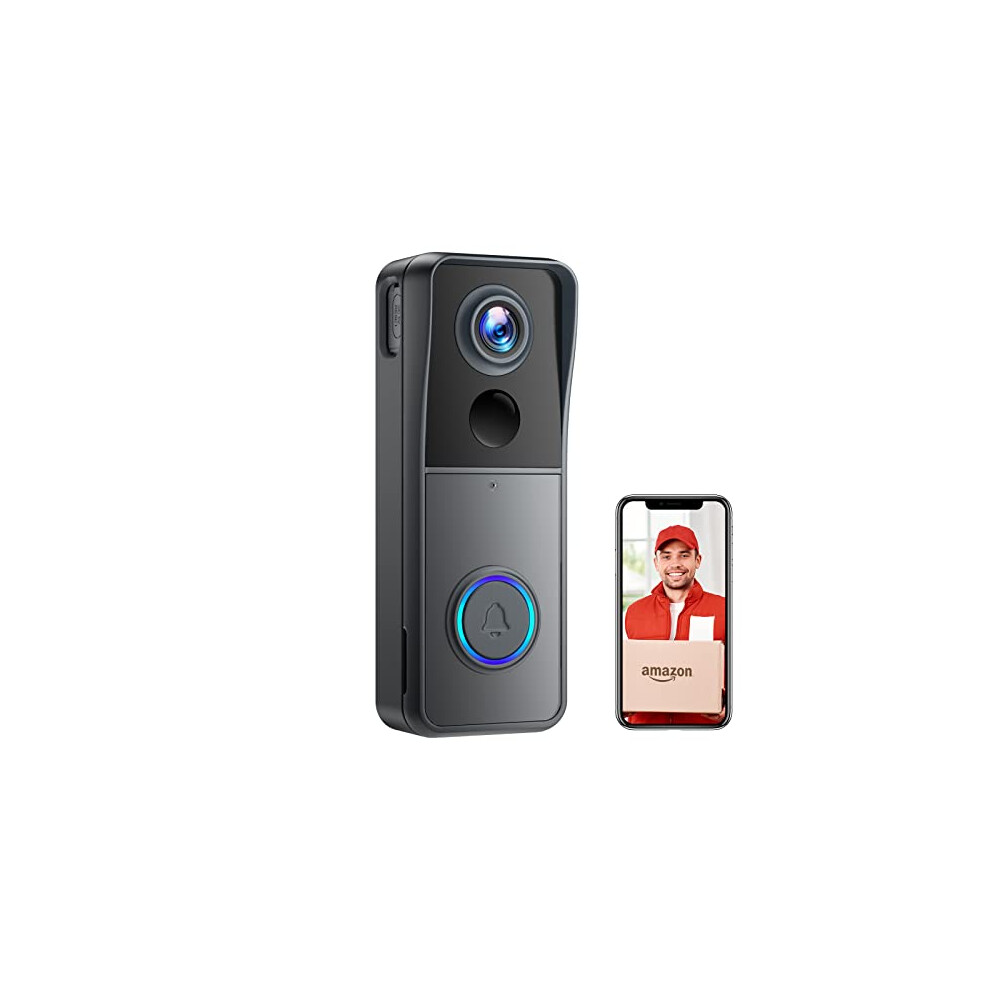 Wireless WiFi Video Doorbell Camera, 1080P HD Smart Video Door bell with Camera Battery Operated PIR Motion Detection Night Vision 2-Way Audio Support