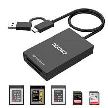 XQD SD Card Reader, USB 3.0 High-Speed Dual Slots XQD SD Memory Card Reader Adapter [USB/USB-C] Compatible with Sony G/M Series、USB Mark XQD Card
