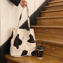 (Cow) Large Artistic Capacity Corduroy Bag For Women Perfect For Daily Outfits