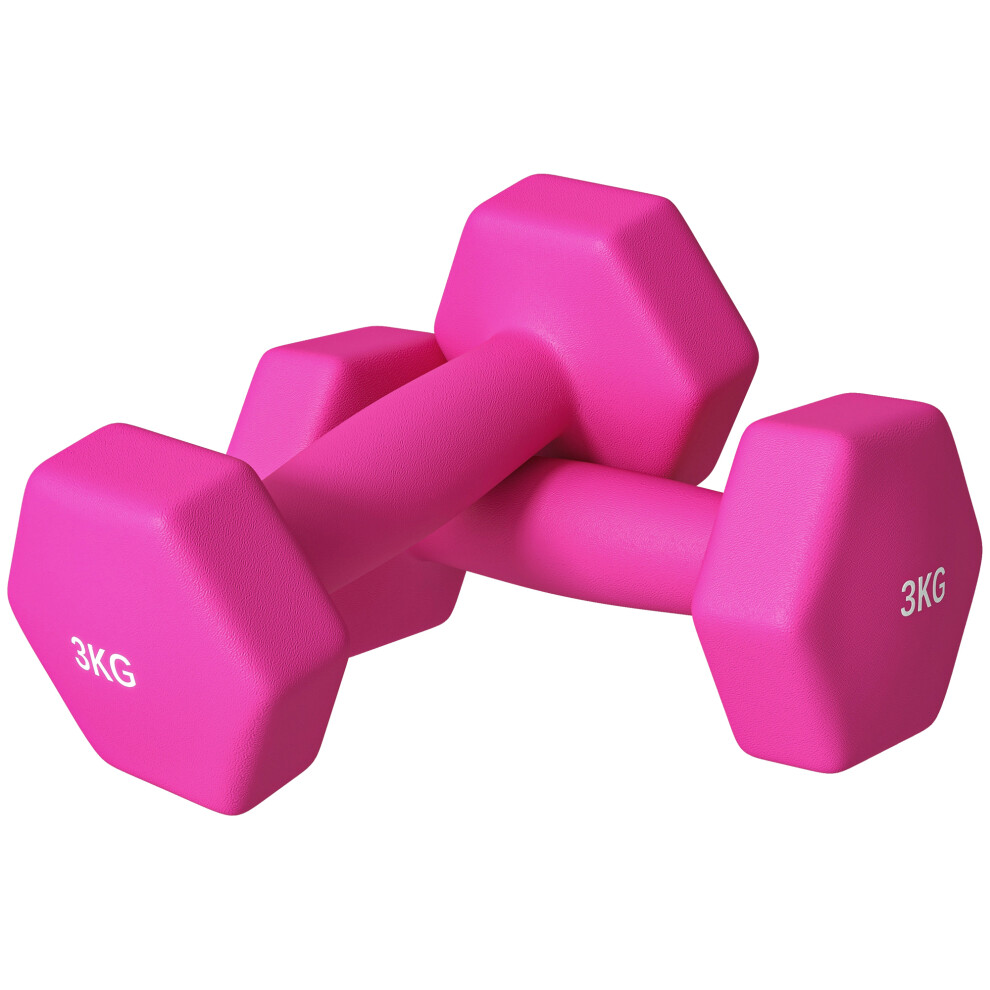 Bobobiy Pink Sportnow 2 X 3Kg Hexagonal Dumbbells Weights Set With Non-Slip Grip For Home Gym Workout, - Image 5