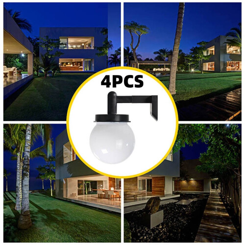 4PCS Luna Globe Fence Solar Power Wall Security Ball Light Decking Patio