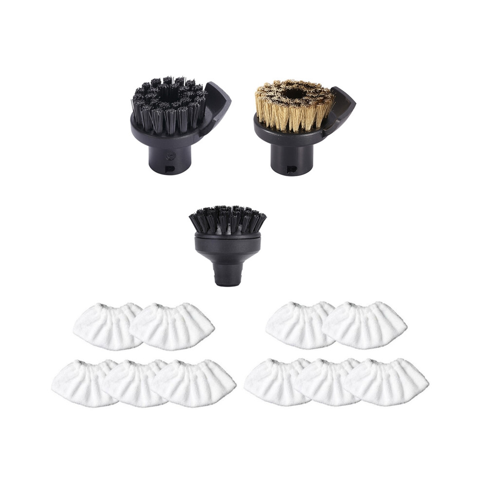 3Pcs Steam Cleaner Spare Brush With 10Pcs Washable Replacement Cotton Terry Cloth Cover Pads,For KARCHER SC1/SC2/SC3-image-OPC-PDXZV2K-NEW