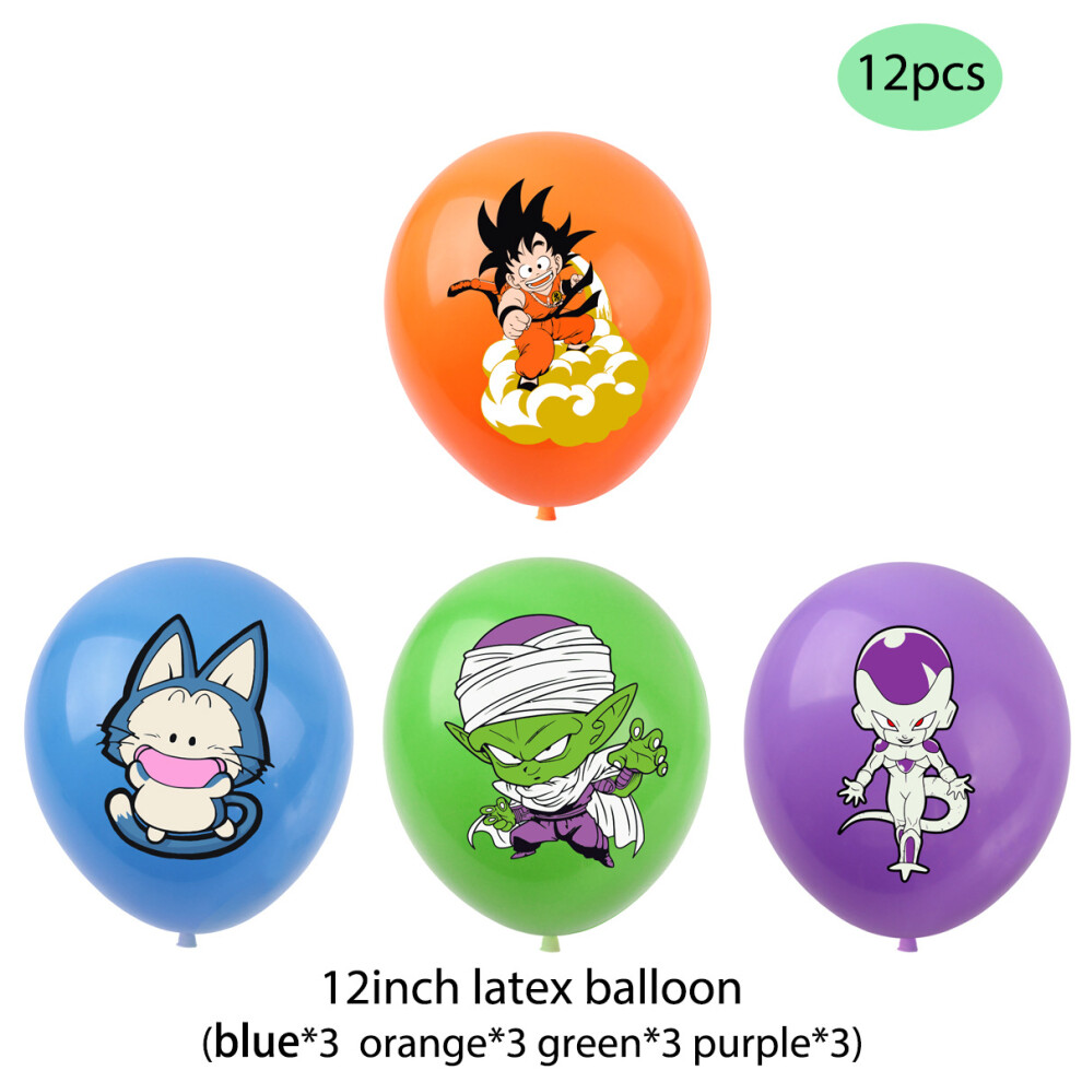 (12Pcs Balloons) Dragon Theme Ball Birthday Party Decorations Sun Wukong Cake With Flag Pulling