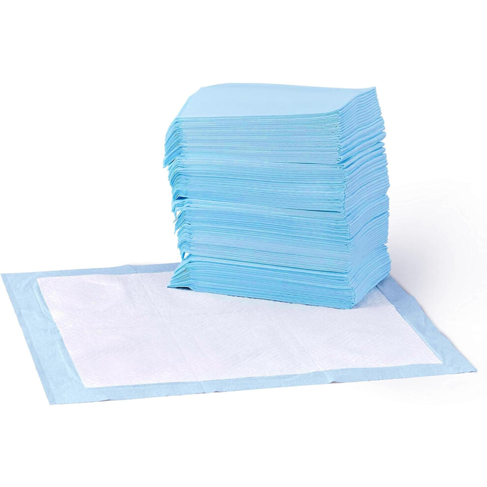 Amazon Basics Dog and Puppy Training Pads Leakproof 5-Layer Design with Quick-Dry Surface Regular Pack of 50 Blue