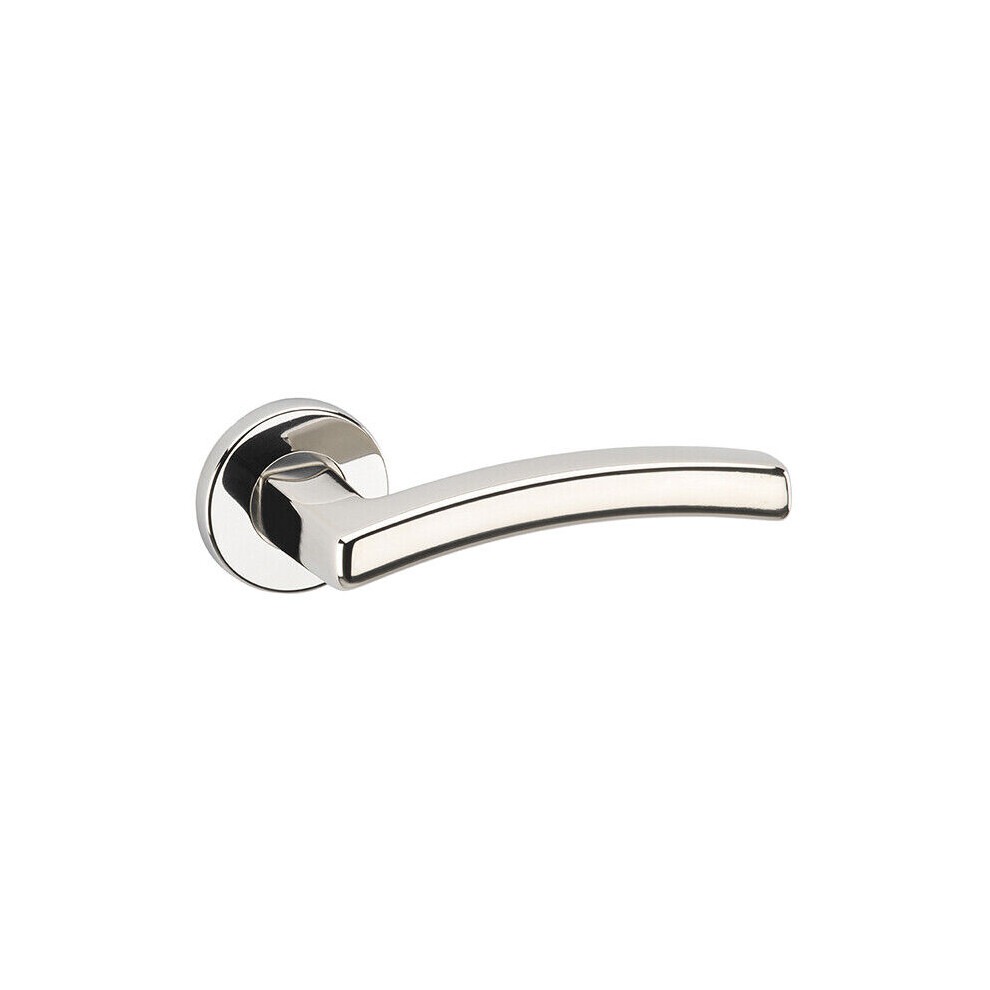 (Polished Nickel Rose) Metal Lever Latch Door Handles Set Round Rose