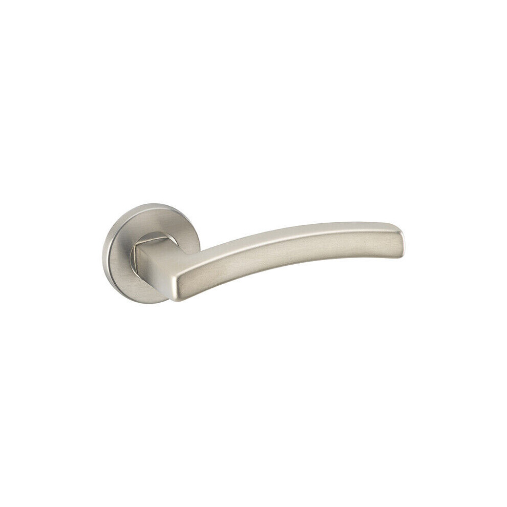 (Satin Nickel Rose) Metal Lever Latch Door Handles Set Round Rose