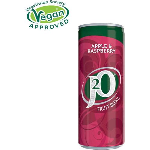 J2O Fruit Juice, Apple and Raspberry, 250ml Cans (Pack of 12) 1