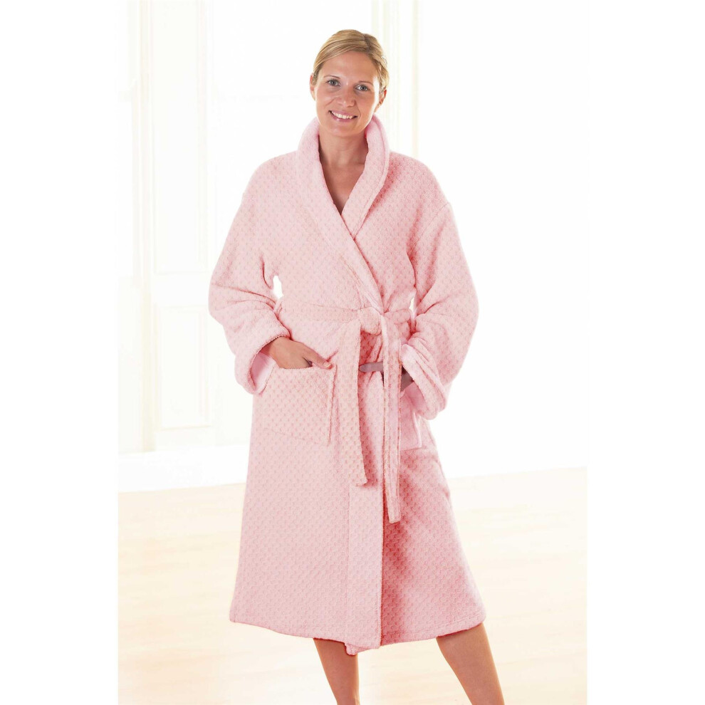 (Large/Extra Large, Blush) Country Club Cosy Super Fluffy Fleece Dressing Gown Ladies Mens