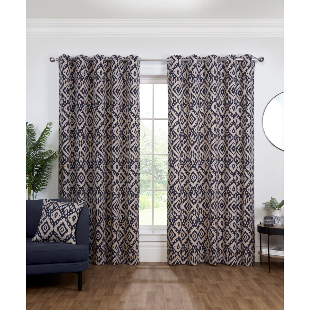 (66x72", Blue) Sundour Eyelet Curtains Marrakech by ILIV Ring Top Curtain Pair  Blue-image-OPC-PDXZYPQ-NEW