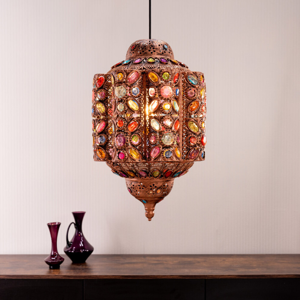 Leyla Bronze Moroccan Style Easy Fit Lantern Shade with 10W LED Warm White Bulb