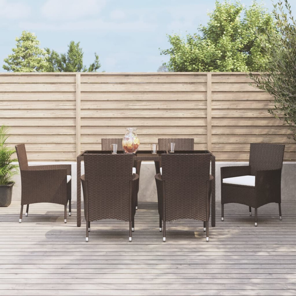 Vidaxl Garden Dining Set Bistro Set With Cushions 7 Piece Poly Rattan Brown