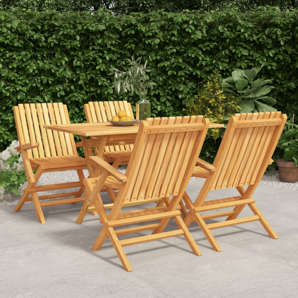 vidaXL 5 Piece Garden Dining Set Solid Wood Teak